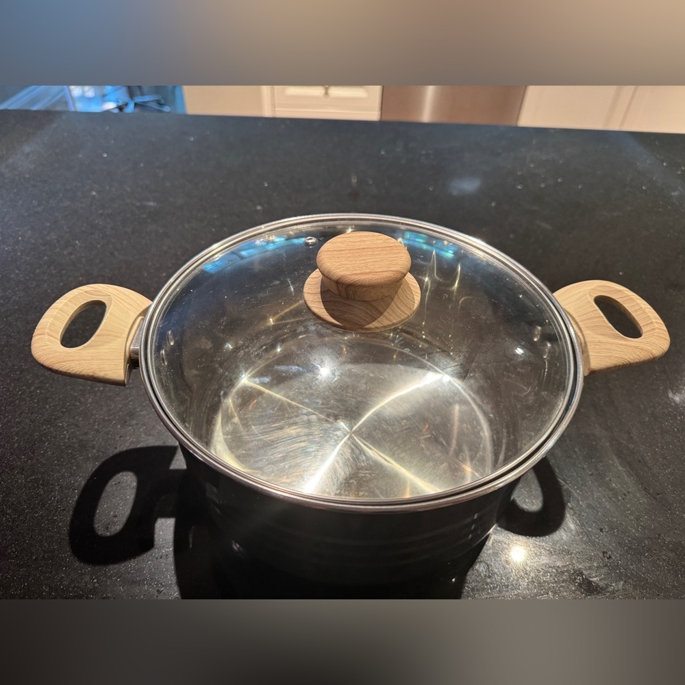 Stainless Steel Pot with Wooden Handles